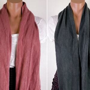 George Set of 2 Infinity Circle Scarf Shawl Wrap Dusty Pink Gray Lightweight